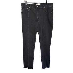 Abercrombie & Fitch The High Rise Skinny Black Jeans Frayed Hem Size 32/14